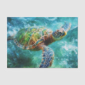 Waterverf Zwemmen Zee Turtle Decoupage Tissuepapier (Voorkant)