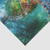 Waterverf Zwemmen Zee Turtle Decoupage Tissuepapier (Detail)