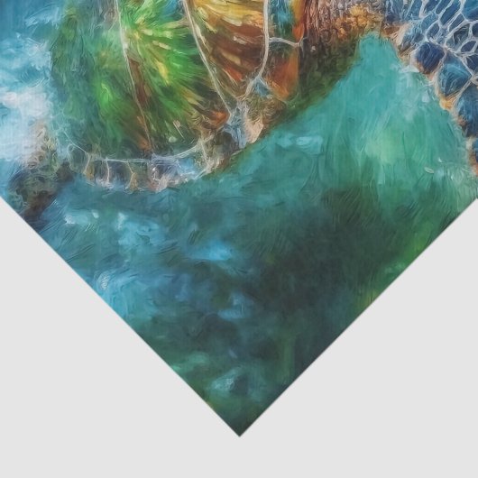 Waterverf Zwemmen Zee Turtle Decoupage Tissuepapier (Detail)