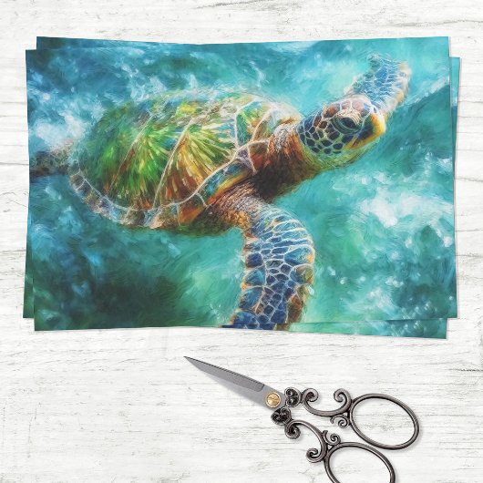 Waterverf Zwemmen Zee Turtle Decoupage Tissuepapier