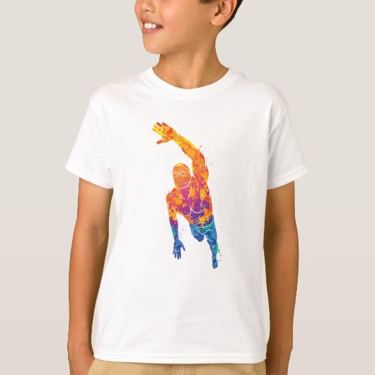 Waterverf-zwemsport T-shirt (Voorkant)