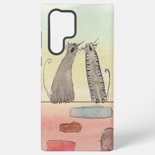 Waterverf Zwerfkatten Samsung Galaxy Hoesje (Achterkant)