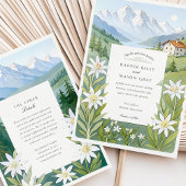 Waterverf Zwitserland Edelweiss bruiloft Kaart