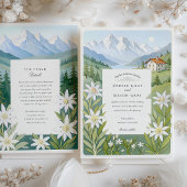 Waterverf Zwitserland Edelweiss bruiloft Kaart