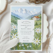 Waterverf Zwitserland Edelweiss bruiloft Kaart