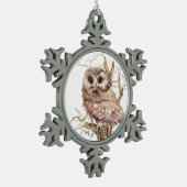 Waterverf Zww Whet Owl Bird Natuur Art Tin Sneeuwvlok Ornament (Links)