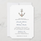 Waterverfanker met bloemen bruiloft kaart (Voorkant)