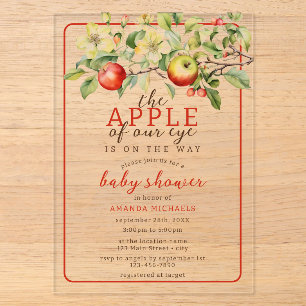 Waterverfappel onze oogappel herfst baby shower acryl uitnodigingen