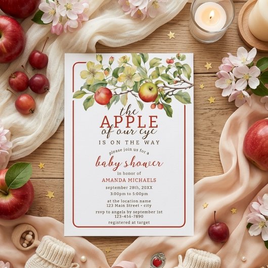 Waterverfappel onze oogappel herfst babyshower kaart