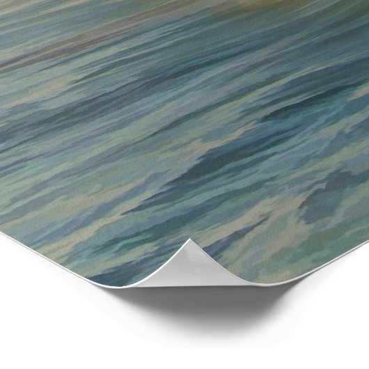 Waterverfbaken met zonsondergang oceaan golven poster (Hoek)