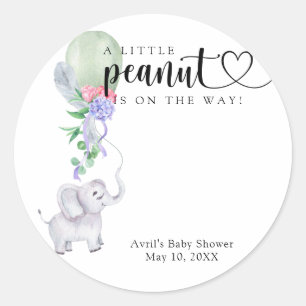 Waterverfballon & olifant - babyshower ronde sticker