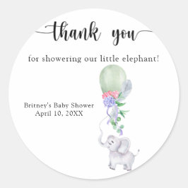Waterverfballon & olifant bedankt ronde sticker