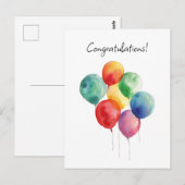 Waterverfballonnen Gefeliciteerd Minimalistisch Briefkaart (Voorkant / Achterkant)