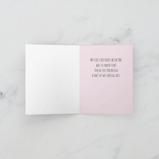 Waterverfballonnen op Roze 1e Verjaardag Bedankkaart (Binnen)