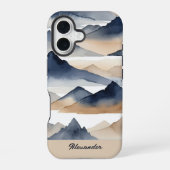 Waterverfbergen Persoonlijke Naam iPhone 16 Hoesje (Achterkant)