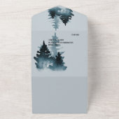 Waterverfblauw bij het meerhuis all in one uitnodiging (Buitenkant)