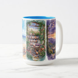 Waterverfboek Liefhebber Mok, Cozy lezersgeschenki Tweekleurige Koffiemok