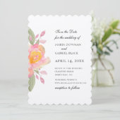 Waterverfboeket met bloemrozen save the date kaart (Staand voorkant)