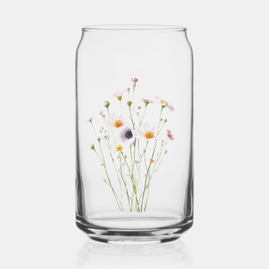 Waterverfboeket van wilde bloemen blikvorm glas (Voorkant)