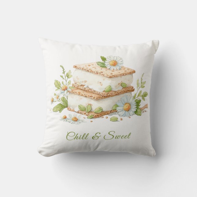 Waterverfdag ijs-sandwichdag  kussen (Voorkant)