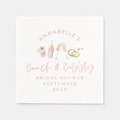 Waterverfdrankjes brunch en bubbel bruidsmeisjesfe servet (Voorkant)