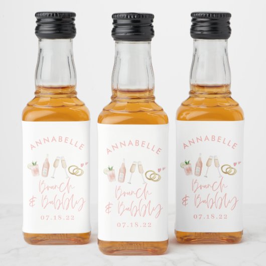 Waterverfdrankjes brunch en bubbelige bruidsdouche likeurfles etiket (Flessen)