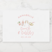 Waterverfdrankjes brunch en bubbelige bruidsdouche likeurfles etiket (Enkel label)