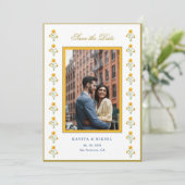 Waterverffluit stuiterende Tag Save the Date (Staand voorkant)