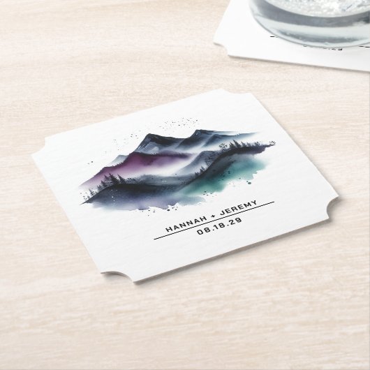 Waterverfgebergte Kartonnen Onderzetters (Gekanteld)