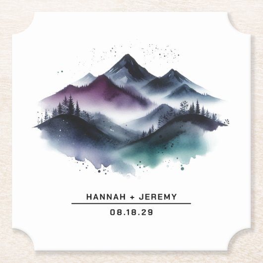 Waterverfgebergte Kartonnen Onderzetters (Voorkant)