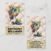 Waterverfglas met wijn druiven | Kurken Visitekaartje (Voorkant / Achterkant)