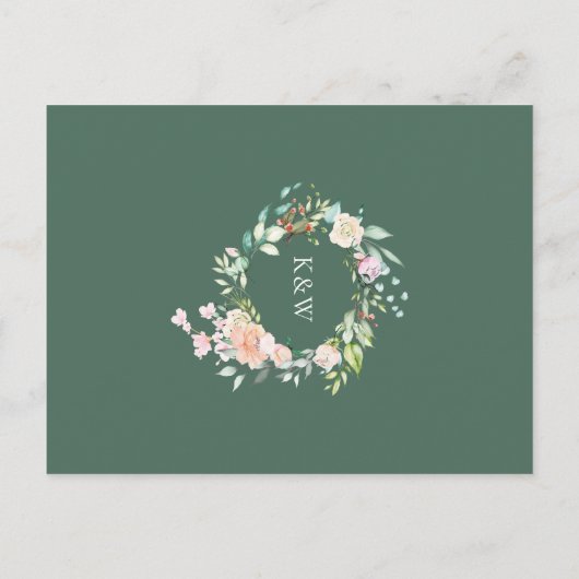 Waterverfguirlande van wilde rozen Save the Date Briefkaart (Achterkant)
