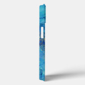 Waterverfinkt blauw & goud + monogram Case-Mate iPhone case (Achterkant / Rechts)