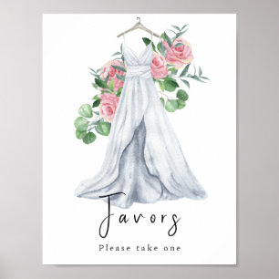 Waterverfjurk met bloemen - gunst poster