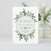 waterverfkaart met bladgroen en geometrische detai informatiekaartje (Staand voorkant)