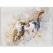 Waterverfkatten Knuffelen in Zachte Abstracte Kuns Sticker (Voorkant)