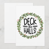 Waterverfkerstkrans 'Deck the Halls' Feestdagenkaart (Voorkant / Achterkant)