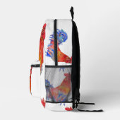 Waterverfkip rood geel blauw bedrukte rugzak (Rechts)