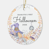 Waterverfkrans | Baby's eerste Halloween Keramisch Ornament (Links)