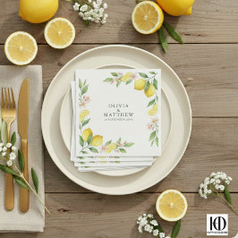 Waterverfkrans Mediterraan Citrus Bruiloft Servet