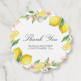 Waterverfkrans Mediterraanse Citrus Bruiloft Bedankjes Labels