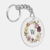 Waterverfkrans Monogram Wit Sleutelhanger (Voorkant Links)