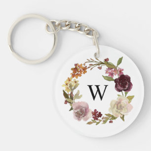 Waterverfkrans Monogram Wit Sleutelhanger