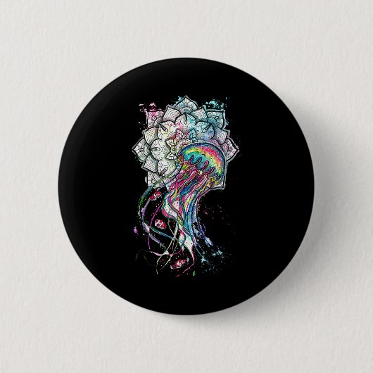 Waterverfkwal Chakra Zee Dier Yoga Boho A Ronde Button 5,7 Cm (Voorkant)