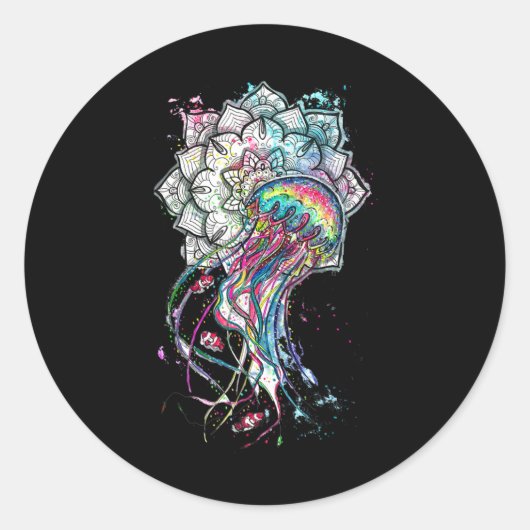 Waterverfkwal Chakra Zee Dier Yoga Boho A Ronde Sticker (Voorkant)