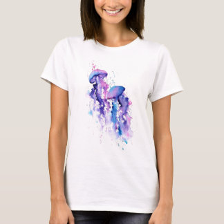 Waterverfkwal Coastal Oceaan Zeeleven T-shirt