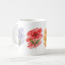 Waterverfmok met wilde bloemen | 4 botanische bloe koffiemok
