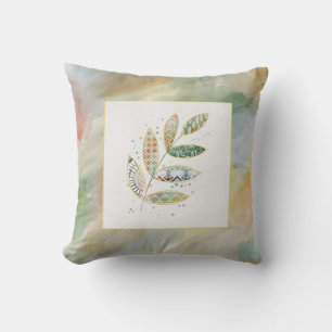 Waterverfpatroon Bladeren Monogram Kussen