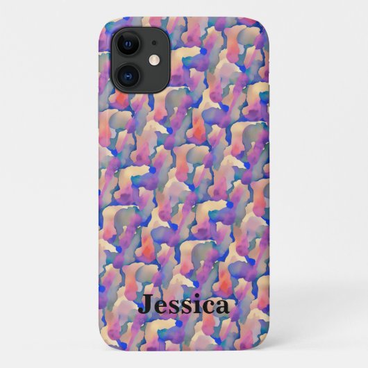 Waterverfpatroon gepersonaliseerde iPhone 11 hoes (Achterkant)