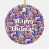 Waterverfpatroon Gepersonaliseerde Kerstversiering Keramisch Ornament (Voorkant)